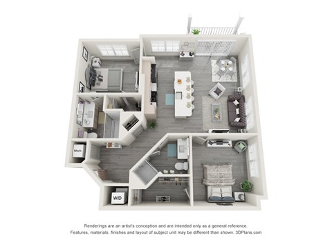 Floor plan for 2 beds, 2 baths, 1113 sqft